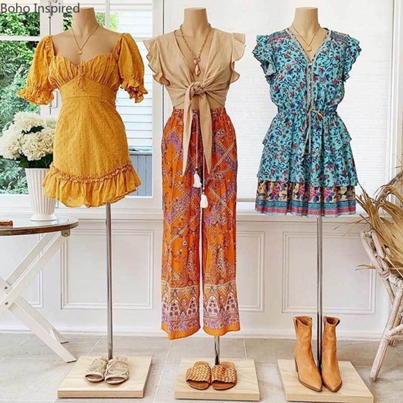 bohemian floral print v neck ruffle purple dress - Picture 11 of 16